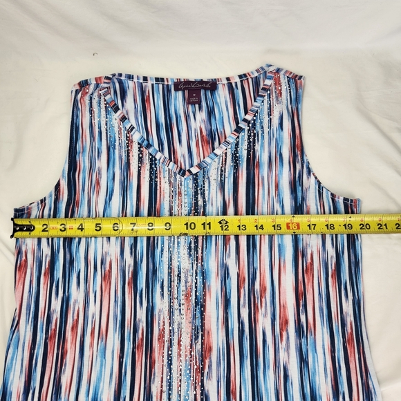 Gloria Vanderbilt Blue and White Sleeveless Tank Top - Picture 9 of 10